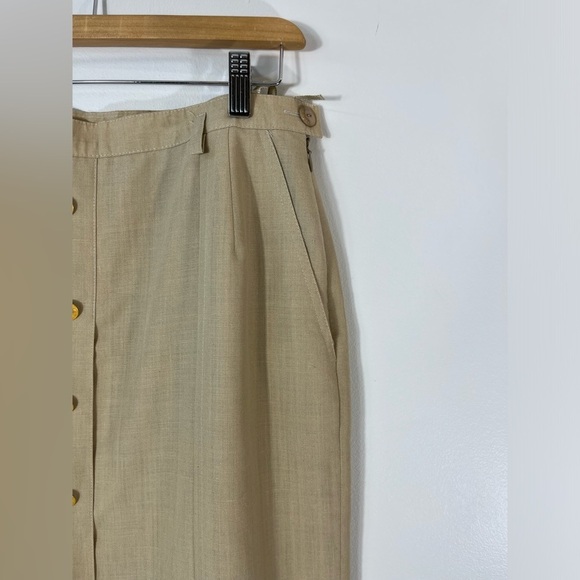 Vintage Bardehle Women’s Size 10 Linen Blend Skirt Gold Buttons Lined Neutral - Picture 3 of 13